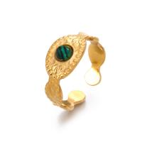 304 rozsdamentes acél Mandzsetta Finger Ring, -val Drágakő, 18K aranyozott, különböző anyagok a választás & állítható & a nő, Méret:7, Által értékesített PC