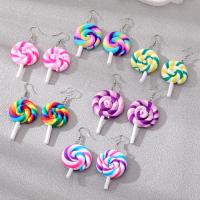 Polymer Clay Earring Lollipop handmade fashion jewelry & for woman 65mm Sold By Bag
