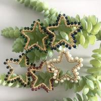 Crystal Pendants with brass wire & Plastic Pearl Star gold color plated DIY & hollow 39mm Sold By PC
