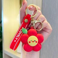 Zinc Alloy Key Clasp Soft PVC with Zinc Alloy Flower cute & multifunctional & Unisex Sold By PC