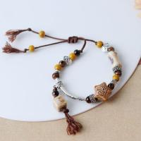 Porcelain Bracelet with Wax Cord & Zinc Alloy handmade fashion jewelry & Unisex Length Approx 13-17 cm Sold By PC