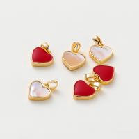 Brass Heart Pendants with Shells Fossil 18K gold plated DIY red Approx 2mm Sold By PC