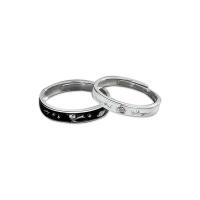 925 Sterling Silver Couple Ring plated adjustable & epoxy gel & for couple Sold By PC