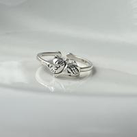 Серебро 925 пробы Манжеты палец кольцо, Fortune Cat, плакированный цветом под старое серебро, регулируемый & Женский, размер:6.5, продается PC