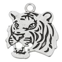Zinc Alloy Animal Pendants Tiger silver color plated fashion jewelry & DIY silver color Sold By PC