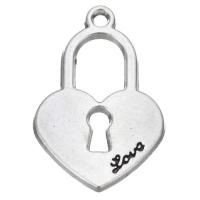 Cink Alloy Lock Privjesci, Srce, srebrne boje pozlaćen, modni nakit & možete DIY, srebro, 15x23mm, Prodano By PC