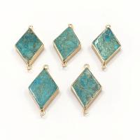kamień Złącze, Jaspis impresyjny, ze Mosiądz, Rhombus, Platerowane w kolorze złota, biżuteria moda & DIY & kółko1/1, niebieski, 21x38mm, sprzedane przez PC