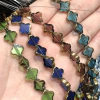 Kristall-Perlen, Kristall, vierblättriges Kleeblatt, goldfarben plattiert, DIY, mehrere Farben vorhanden, 10, verkauft per ca. 22.4 cm Strang