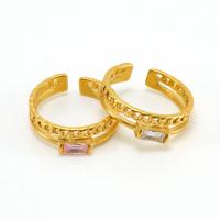 Cubic Zirconia rustfrit stål fingre Ringe, 304 rustfrit stål, mode smykker & Micro Pave cubic zirconia & for kvinde, Solgt af PC