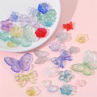 Transparent Acrylic Beads, Flower, DIY & different designs for choice, more colors for choice, about:12-41mm, Hole:Approx 1.5mm, Sold By Bag