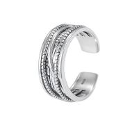 925 Sterling Silver Cuff Finger Ring platinum plated fashion jewelry & adjustable & for woman 7.8mm US Ring Sold By PC