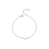 925 Sterling Silver Bracelet, with 1.2inch extender chain, Heart, plated, fashion jewelry & for woman, more colors for choice, 5x11mm, Length:Approx 6.3 Inch, Sold By PC
