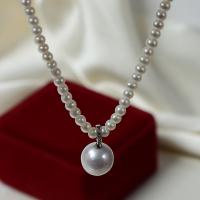 Freshwater Pearl Brass Necklace with Brass with 5cm extender chain fashion jewelry & for woman white 4-5mm 12-13mm Length Approx 39 cm Sold By PC