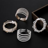 Zinc Alloy Bangle with Plastic Pearl fashion jewelry & for woman & with rhinestone nickel lead & cadmium free Sold By PC