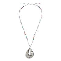 Fashion Necklace Jewelry Polyester Cord with Glass handmade fashion jewelry & for woman multi-colored 53mm Length 54-70 cm Sold By PC