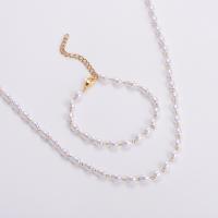 Fashion Stainless Steel Jewelry Sets 304 Stainless Steel with Plastic Pearl Unisex  Sold By Strand