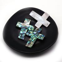 Natural Abalone Shell Pendants Cross patchwork & DIY multi-colored Sold By PC