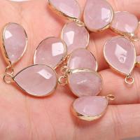 Quartz Gemstone Pendants Iron with Rose Quartz DIY pink Sold By PC