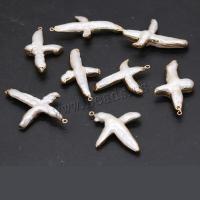 Freshwater Pearl Pendants Cross gold color plated DIY white aboutuff1a20x40- Sold By PC
