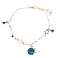 Zinc Alloy Anklet with Crystal gold color plated fashion jewelry & for woman & enamel Length 22 cm Sold By PC