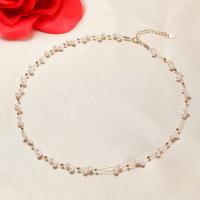 Freshwater Pearl Brass Necklace with Freshwater Pearl with 4cm extender chain 14K gold plated fashion jewelry & for woman two different colored Sold Per 40 cm Strand