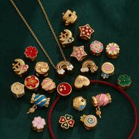 Messing spacer perler, guldfarve belagt, du kan DIY & forskellige stilarter for valg & emalje, 9-17.5mm, Solgt af PC