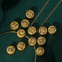 Brass Spacer Beads Chinese Zodiac matte gold color plated DIY & enamel Approx 3.5mm Sold By PC