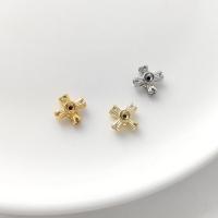 Messing spacer perler, Kryds, forgyldt, du kan DIY & Micro Pave cubic zirconia, flere farver til valg, 8.80x3.80mm, Solgt af PC