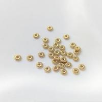 Brass távtartó gyöngyök, Sárgaréz, Kerek, 14K aranyozott, különböző csomagolás stílus választás & DIY, aranysárga, 4x1mm, Által értékesített Bag