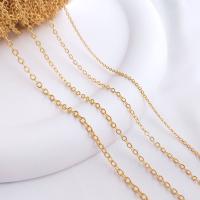 Brass Oval Chain Round 14K gold plated DIY golden Length 1 m Sold By PC