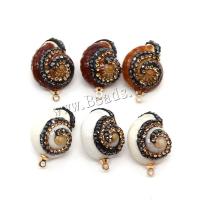 Shell Pendants with Rhinestone Clay Pave & Brass Conch gold color plated DIY Sold By PC