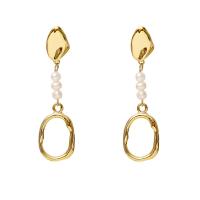 Freshwater Pearl Earrings Brass with Freshwater Pearl & Zinc Alloy 14K gold plated fashion jewelry & for woman two different colored nickel lead & cadmium free Sold By Pair