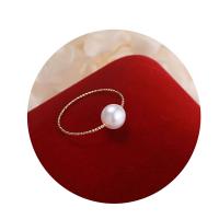 Sladkovodní Pearl prst prsten, Mosaz, s Sladkovodní Pearl, 14K pozlacené, módní šperky & pro ženy, dvě různé barevné, 6,3-4mm, Prodáno By PC