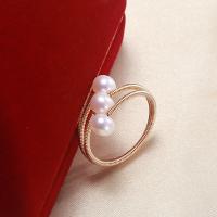 Freshwater Pearl Finger Ring Brass with Freshwater Pearl 14K gold plated fashion jewelry & handmade & for woman two different colored 5-6mm Sold By PC