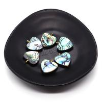 Natural Abalone Shell Pendants with Brass Heart gold color plated DIY multi-colored 20mm Sold By PC