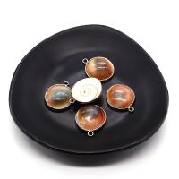 Shell Pendants with Brass Flat Round silver color plated DIY mixed colors Sold By PC