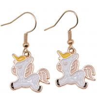 Zinc Alloy Drop Earrings Unicorn KC gold color plated vintage & fashion jewelry & for woman & enamel mixed colors  Sold By Pair