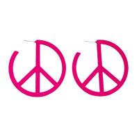 Sinkkiseos Stud korvakoru, Peace Logo, päällystetty, muoti korut & naiselle & ontto, enemmän värejä valinta, 50x50mm, Myymät Pair
