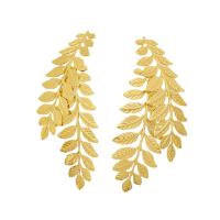 Iron Earring Leaf gold color plated fashion jewelry & for woman nickel lead & cadmium free Sold By Pair