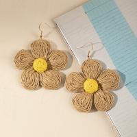 Earring Jewelry Rattan with Zinc Alloy Flower fashion jewelry & for woman nickel lead & cadmium free Sold By Pair