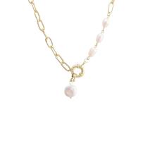 Přírodní Sladkovodní Pearl náhrdelník, Zinek, s Sladkovodní Pearl, 14K pozlacené, módní šperky & pro ženy, více barev na výběr, Prodáno za 21-50 cm Strand