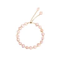 Freshwater Cultured Pearl Bracelet Freshwater Pearl with Zinc Alloy gold color plated fashion jewelry & for woman two different colored Sold Per 20-23 cm Strand