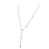 Přírodní Sladkovodní Pearl náhrdelník, Titanium ocel, s Sladkovodní Pearl, skutečný pozlacené, módní šperky & různé styly pro výběr & pro ženy, dvě různé barevné, Prodáno By PC