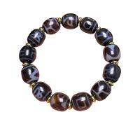 Agate Jewelry Bracelet Tibetan Agate with Zinc Alloy handmade Natural & fashion jewelry & Unisex Sold Per 21-22 cm Strand