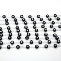 Muschel Perle, flache Runde, Kunstdruck, DIY & verschiedene Muster für Wahl, keine, 8mm, ca. 20PCs/Strang, verkauft von Strang