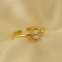 Δαχτυλίδι δάχτυλο ανοξείδωτου κυβικά ζιρκονία, 304 από ανοξείδωτο χάλυβα, 18K επιχρυσωμένο, κοσμήματα μόδας & μικρο ανοίξει κυβικά ζιρκονία & για τη γυναίκα, χρυσαφένιος, Sold Με PC