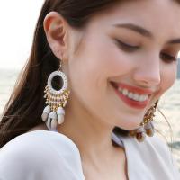 Shell Earrings with Cotton Thread fashion jewelry & for woman Sold By Pair