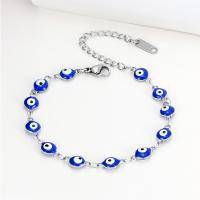 Evil Eye Jewelry Bracelet Titanium Steel fashion jewelry & for woman blue Length Approx 17.5-22.5 cm Sold By PC