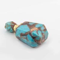 A pedra do rei Pingente de garrafa de perfume, with cobre, cromado de cor dourada, joias de moda & DIY & tamanho diferente para a escolha, azul claro, vendido por PC