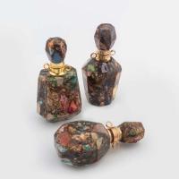 Impression Jasper Perfume Bottle Pendant with Brass gold color plated fashion jewelry & DIY mixed colors Sold By PC